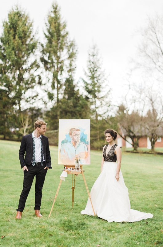 A Portrait Of Love Watercolor Bride Painting Groom