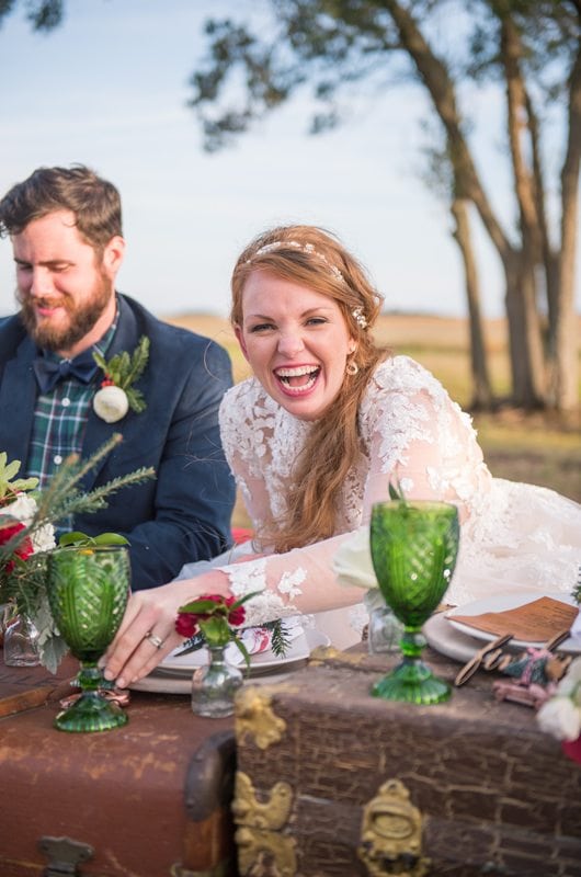 Charleston Christmas Wedding Bride Laughing