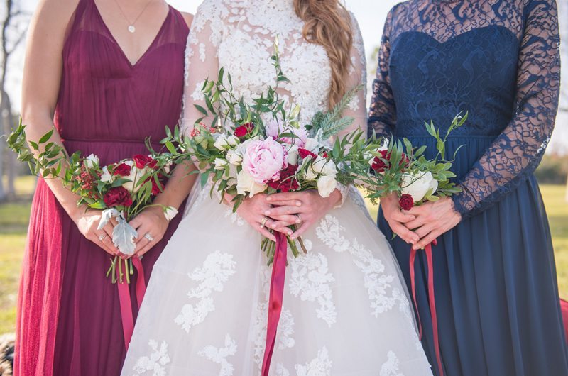 Charleston Christmas Wedding Bridesmaids And Bride Bouquets
