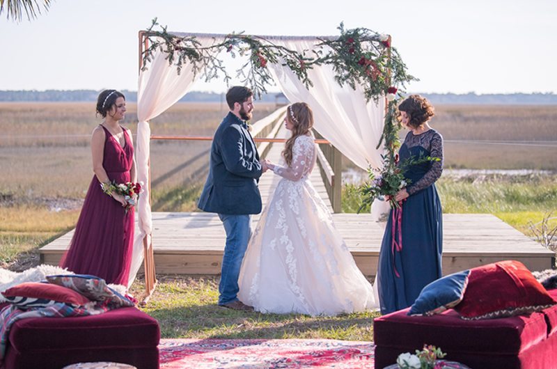 Charleston Christmas Wedding Ceremony With Bridesmaids