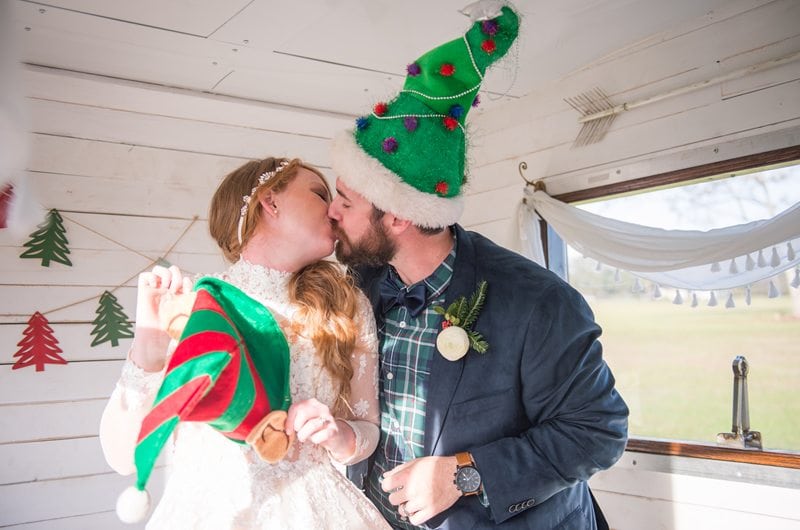 Charleston Christmas Wedding Kiss