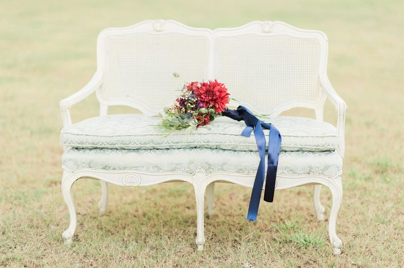 Eclectic Christmas Wedding Inspiration Christmas Blue Ribbon Bouquet