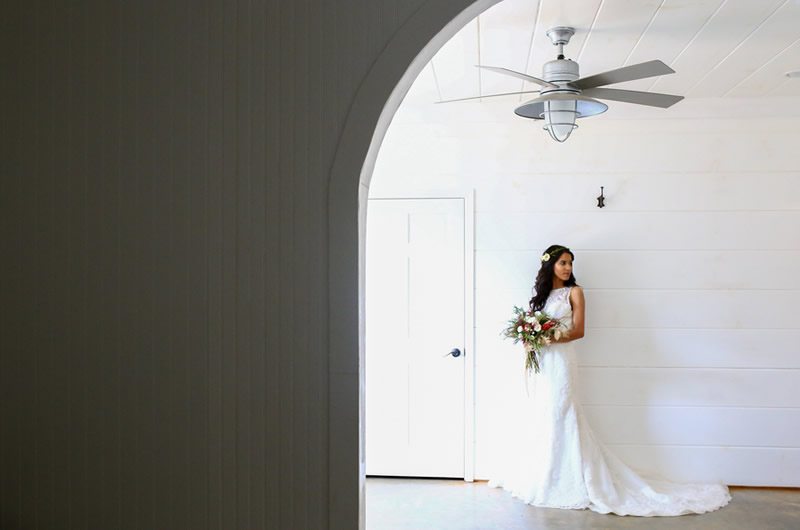 Perfect Christmas Wedding Inspiration Bride Behind Door