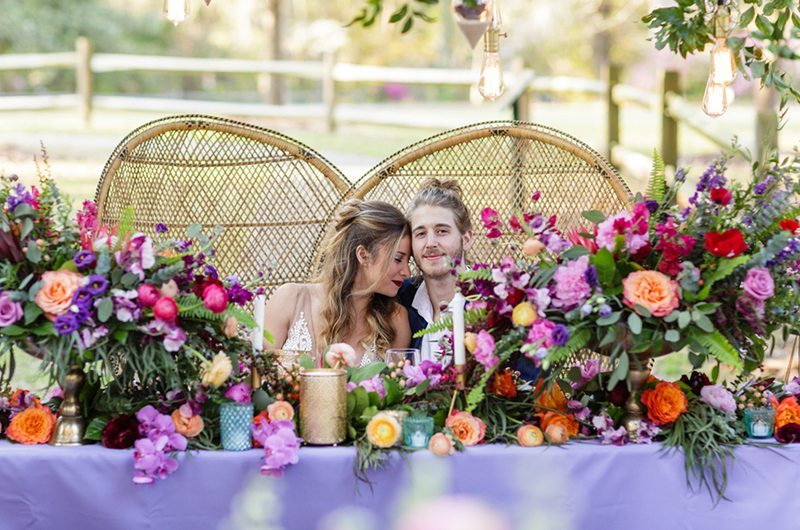 Colorful Outdoor Wedding Inspiration Bridal Table