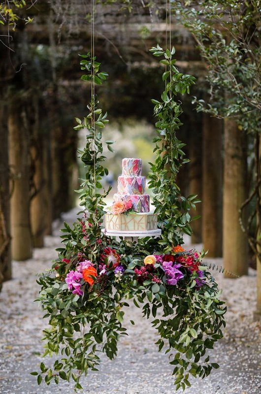Colorful Outdoor Wedding Inspiration Cake