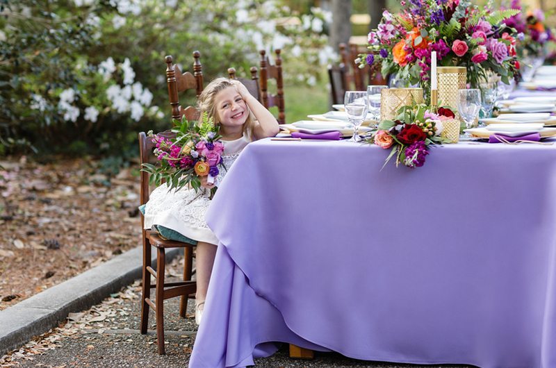 Colorful Outdoor Wedding Inspiration Flower Girl