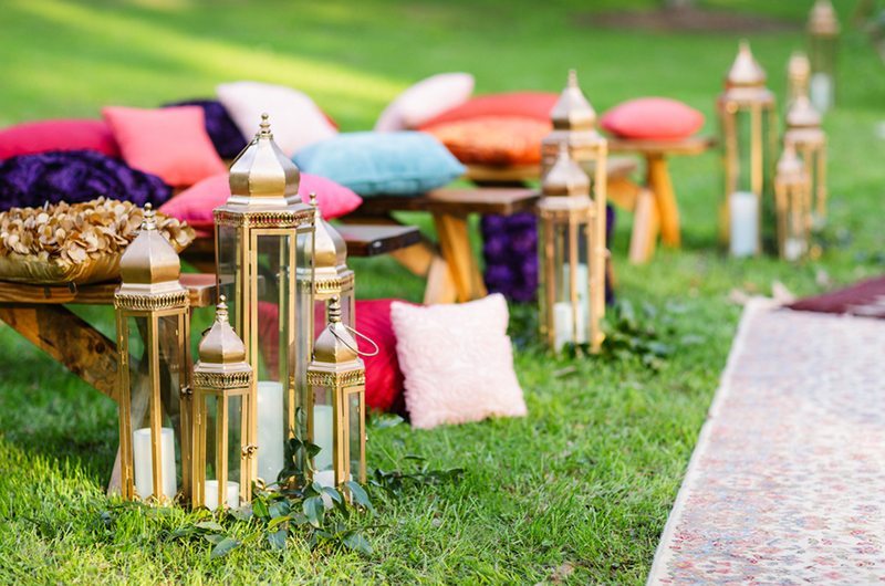 Colorful Outdoor Wedding Inspiration Laterns On Aisle
