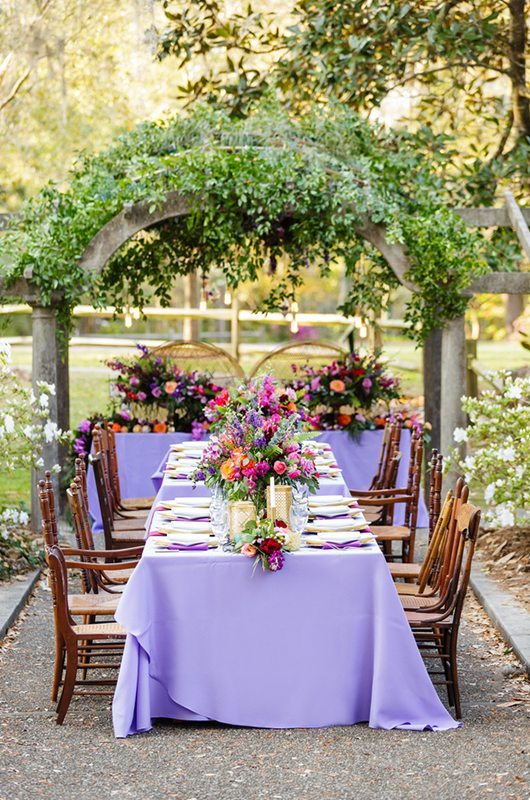 Colorful Outdoor Wedding Inspiration Reception Layout