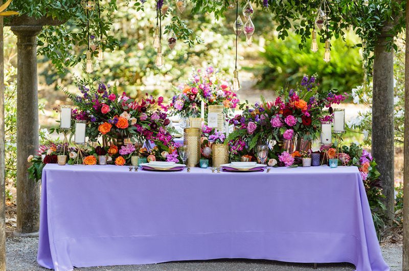 Colorful Outdoor Wedding Inspiration Table Spread