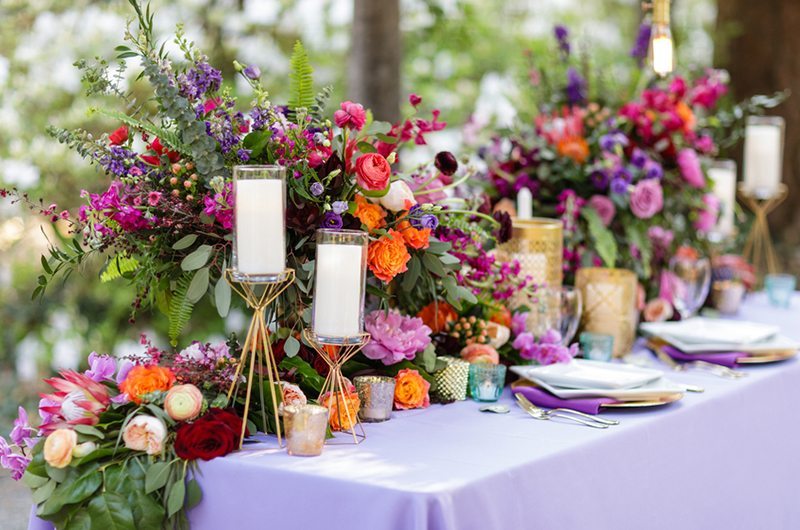 Colorful Outdoor Wedding Inspiration Table