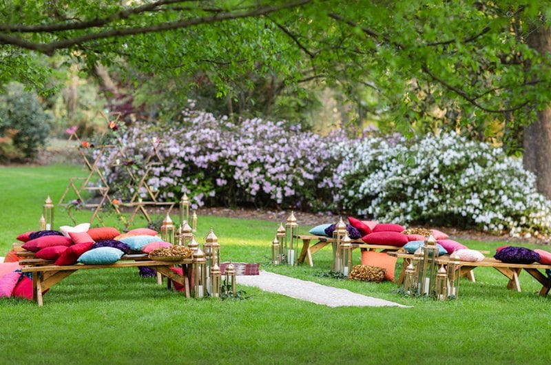 Colorful Outdoor Wedding Inspiration Venue Setup