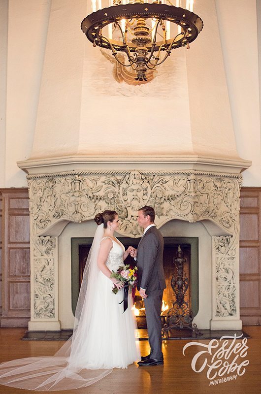 European Winter Wedding Inspiration Fireplace