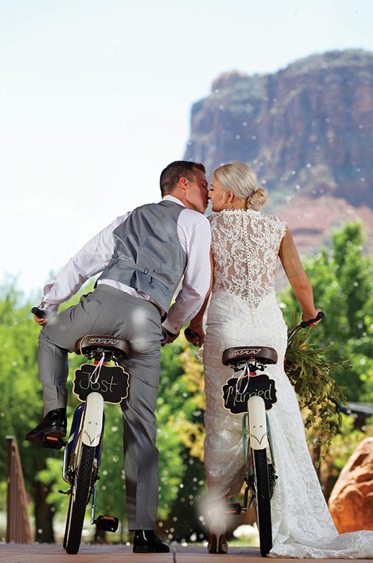 Gateway Canyons Resort And Spa Gateway Colorado Bride And Groom On Bikes2