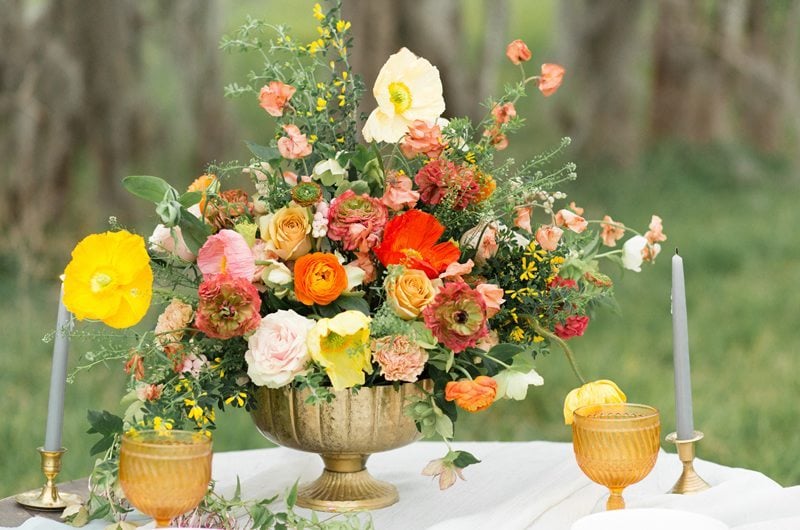 Pops Of Color Summer Wedding Inspiration Centerpiece