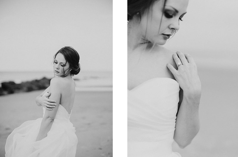 Romantic Beach Bridal Portraits Black And White
