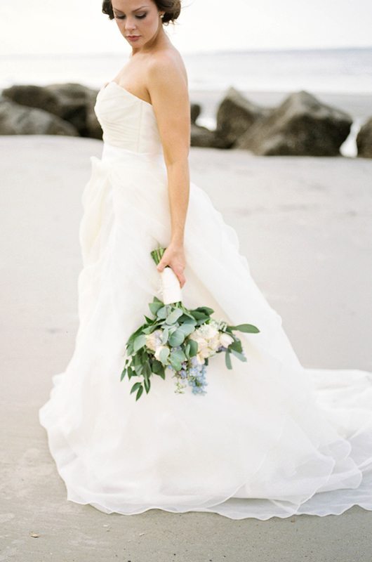 Romantic Beach Bridal Portraits Bride And Bouquet