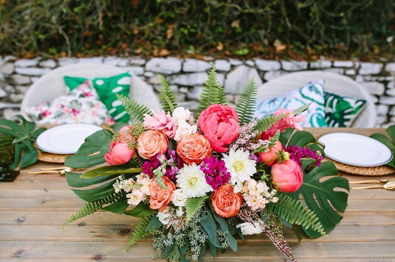 Tropical Texas Wedding Inspiration Centerpiece