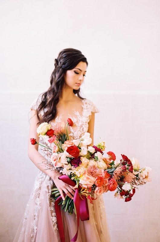 Colorful Spanish Wedding Inspiration Bride With Bouquet