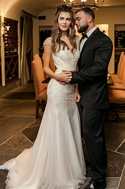 Beautiful Embroidered Wedding Dress With Groom