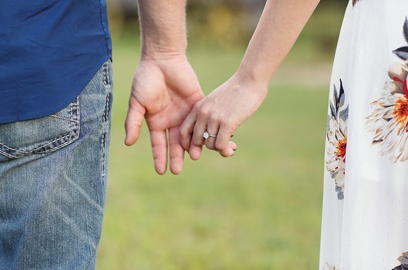 Cozy Country Engagement Session Couple Holding Hands