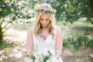 Summer Bridal Portrait Inspiration Bride Looking Down