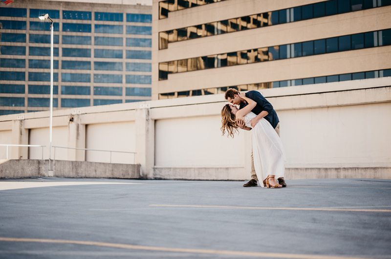 Unique Nashville Engagement Parking Garage Kiss