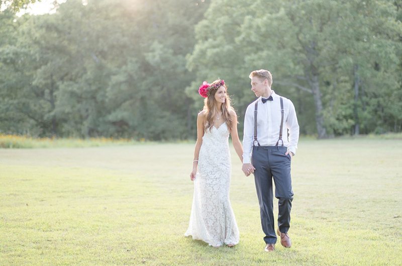 A Pinch Of Pink Couple Walking On Lawn