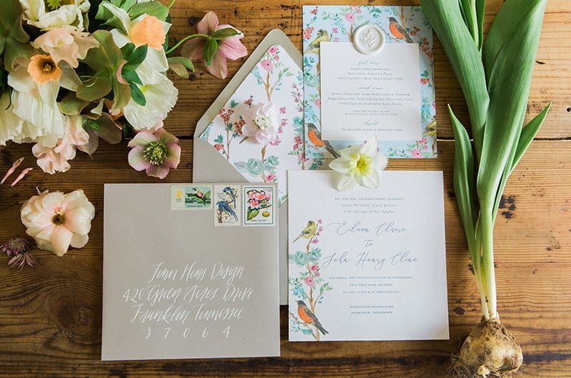 Spring Styled Shoot Invitation Birdseye Details