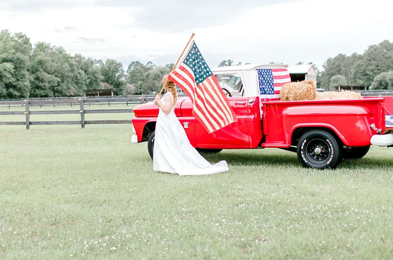 Emma 4th Of July Truck And Flag Bride