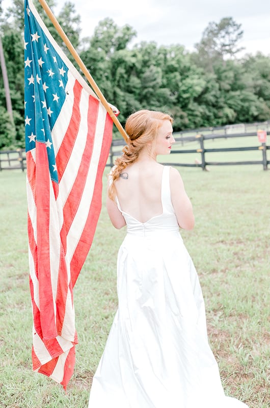 Emma 4th Of July Bride Holding Flag