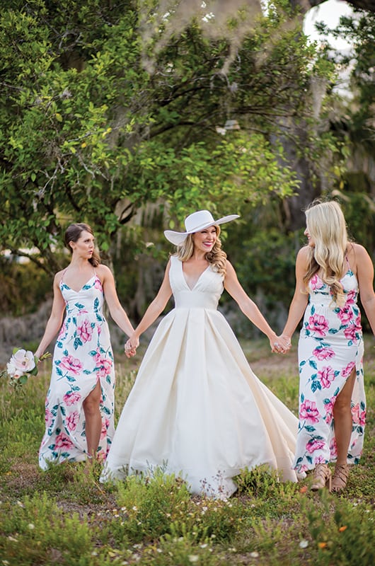 Monet Bridesmaids Holding Hands