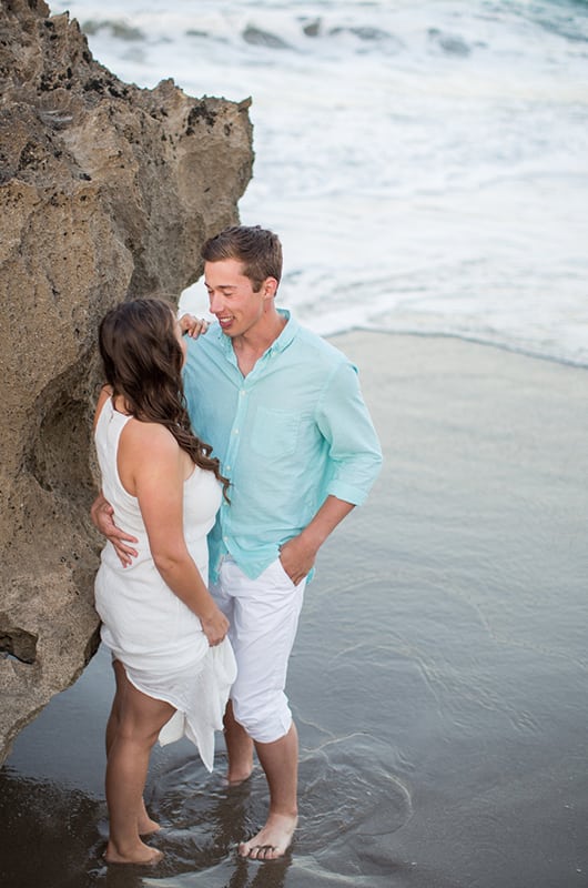 Patriotic Engagment Shoot Under Rocks Smiling