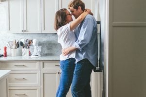 Callie Chase Kitchen Shoot Hugging