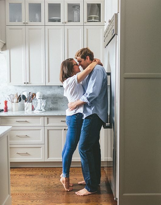 Callie Chase Kitchen Shoot Hugging