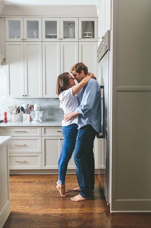 Callie Chase Kitchen Shoot Hugging