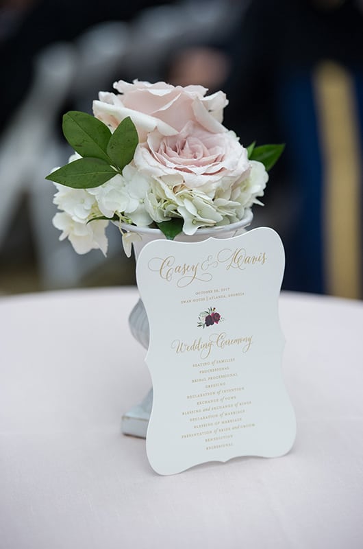 Casey Holmes Wedding Ceremony Flower Notecard