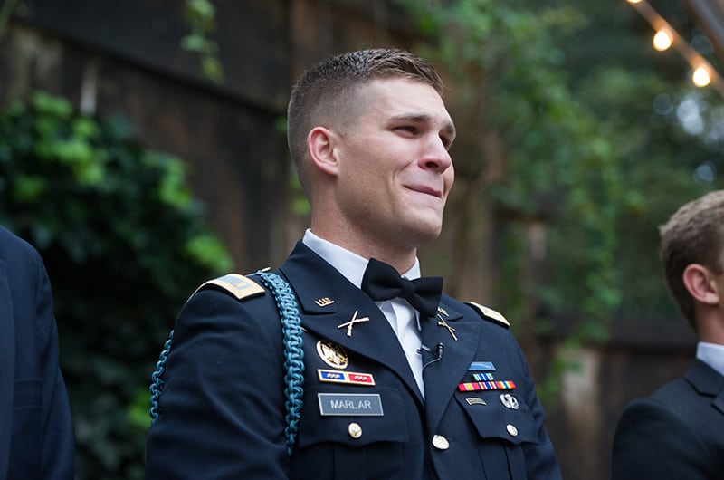 Casey Holmes Wedding Ceremony Groom Crying