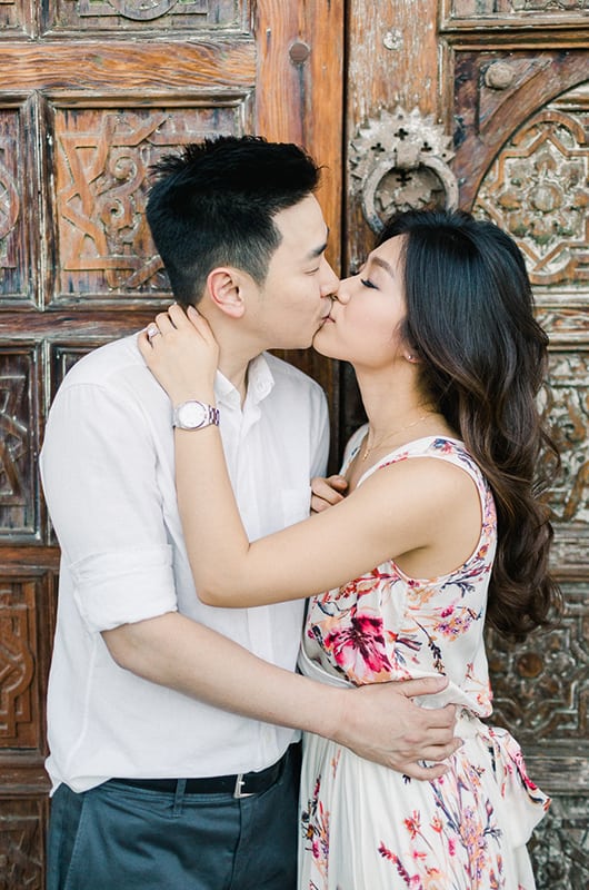 Kim Ye Engagement Portrait Closup Door Kiss