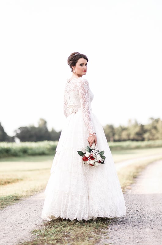 Marissa Bridal Portraits Looking Back In Road