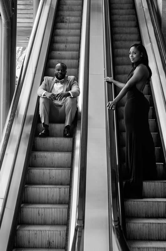 Luxury Engagement Session In Houston TX Escalators