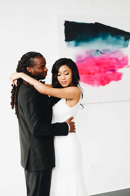 Minimalist Style Wedding Inspiration Couple With Modern Art