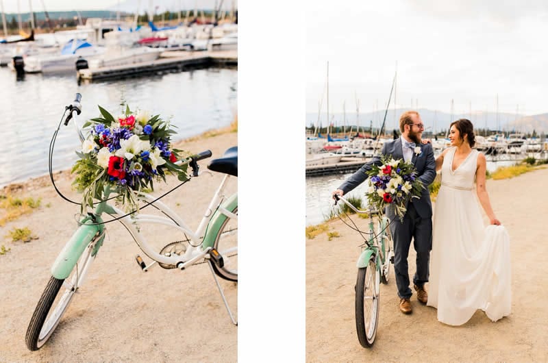 Red White Blue Lake Front Wedding Inspiration Bike