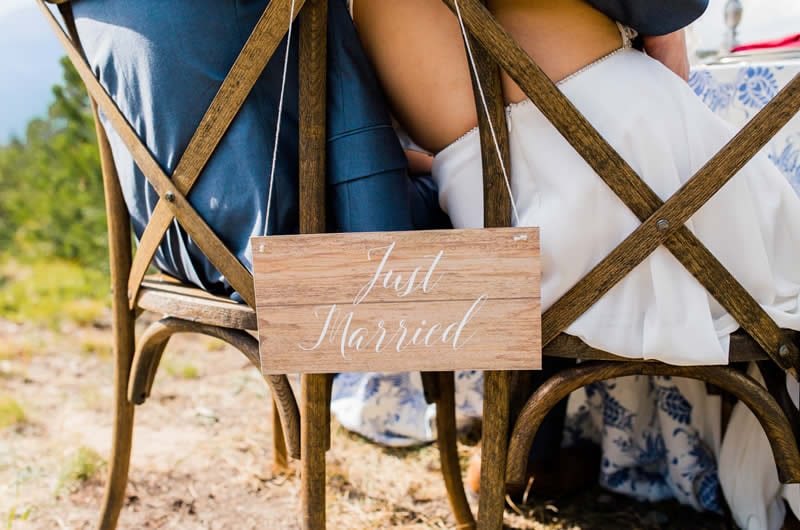 Red White Blue Lake Front Wedding Inspiration Just Married Sign