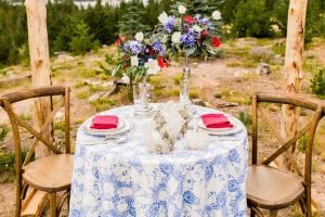 Red White Blue Lake Front Wedding Inspiration Table