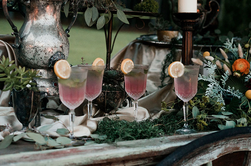 Bohemian Garden Wedding Inspiration Drinks