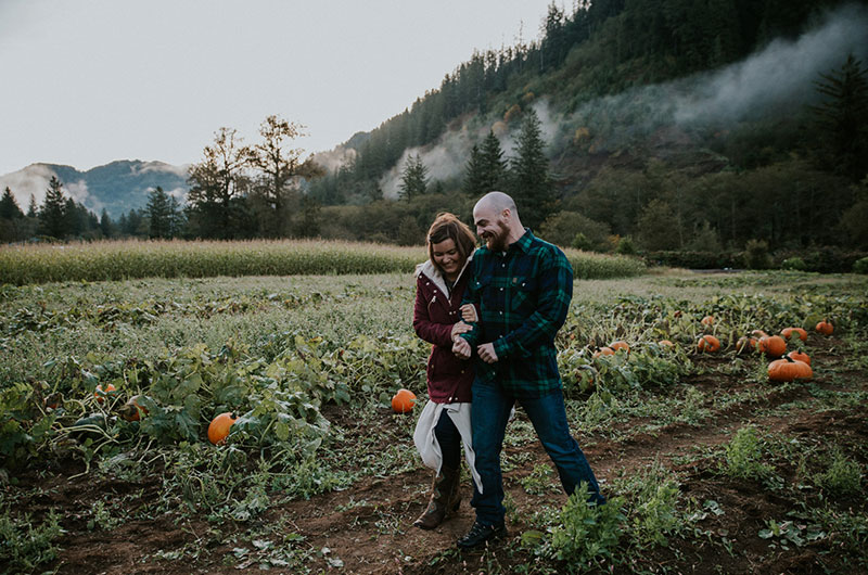 Dreamy Pumpkin Patch Engagement Photoshoot