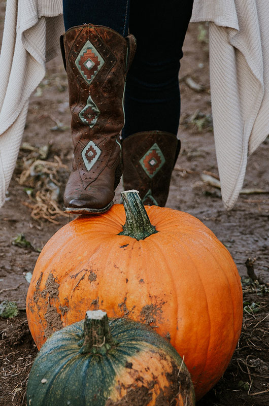 Dreamy Pumpkin Patch Engagement Photoshoot Pumpkin And Boot