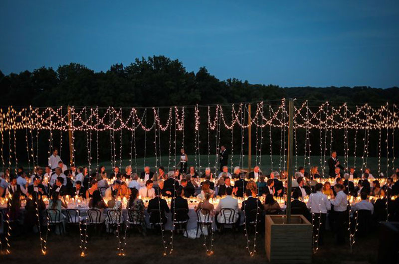 Foxfire Exclusive Wedding Venue Monkton Maryland Nighttime Dinner