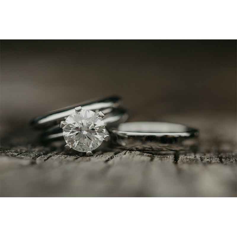 Amy Gao and Morgan Brewster Wedding Rings Round Diamond