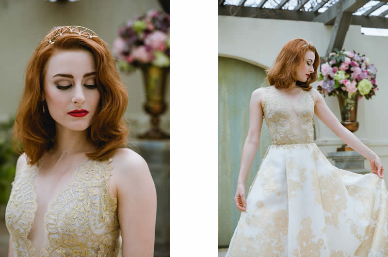 Gold And Swarovski Crystal Ballgown By Francesca Miranda Collage